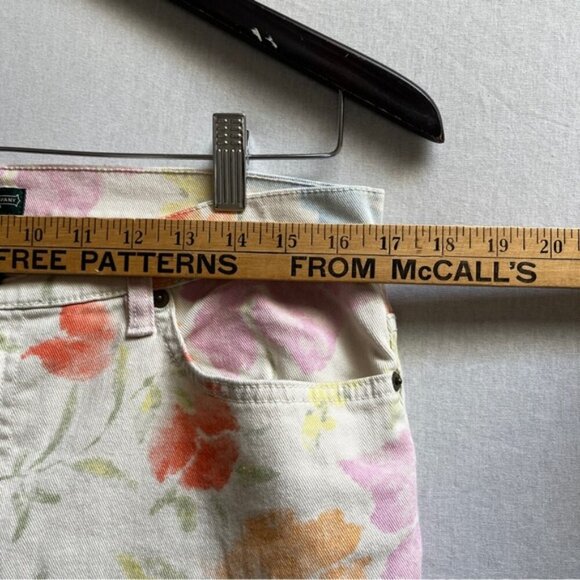 Lauren Jeans Co. Jeans Floral Denim Straight Leg Pockets Sz 12 - Picture 11 of 13